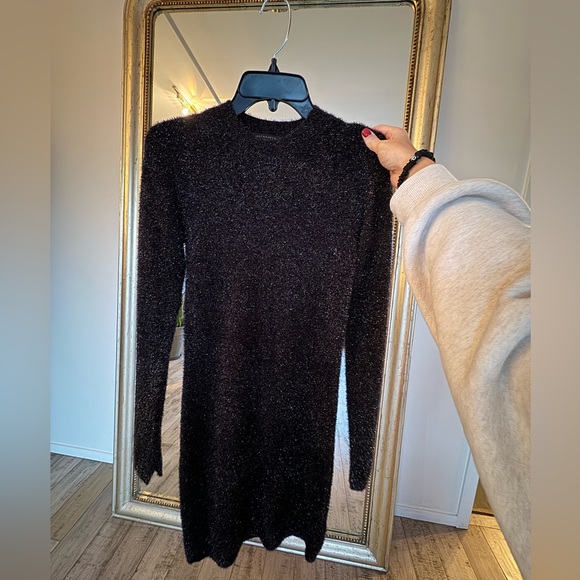 ALLSAINTS Sparkle Long Sleeve Body-Con Minidress Black Small - Picture 2 of 10